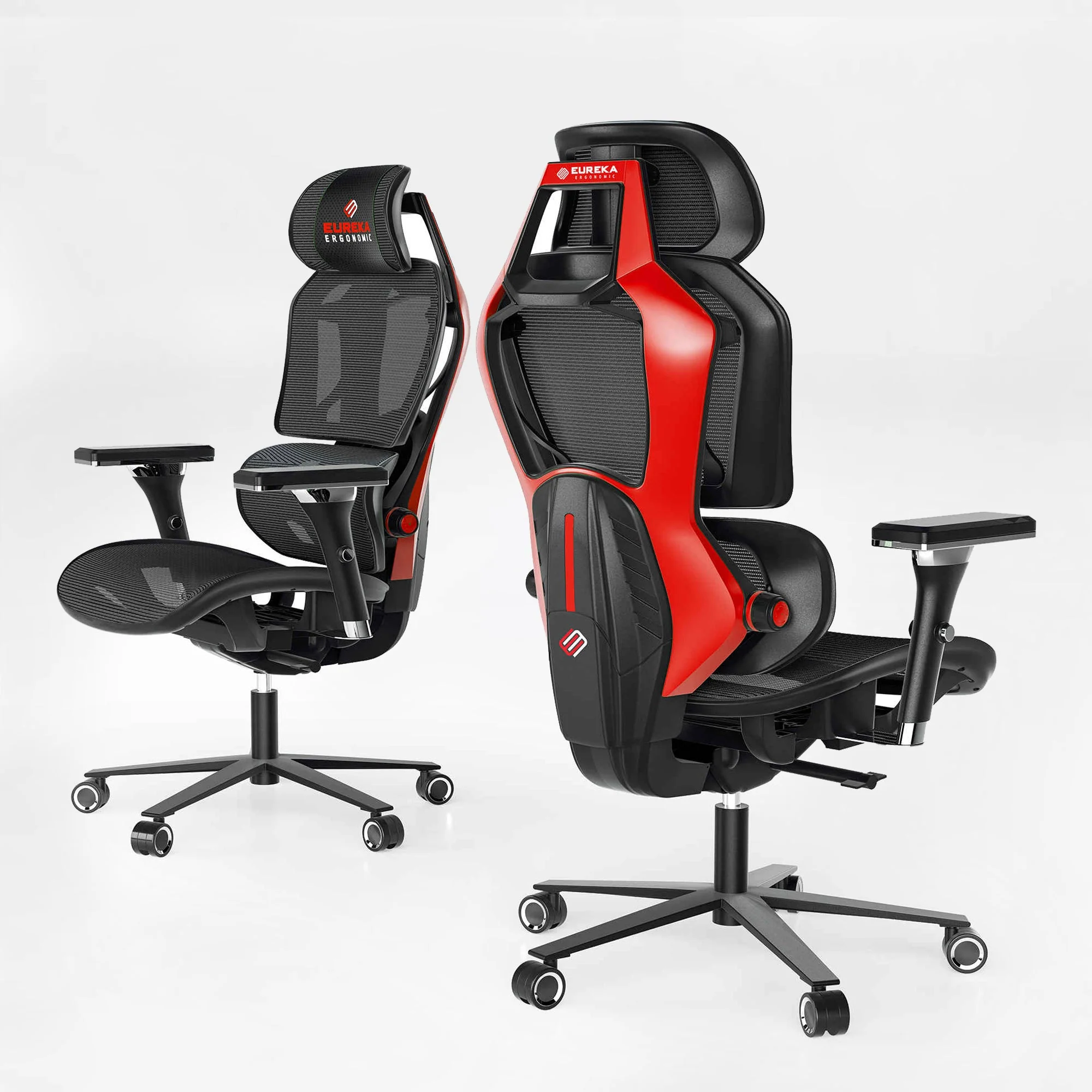 Racing-Style Gaming Chair with Headrest and Lumbar Pillow, Black and Red