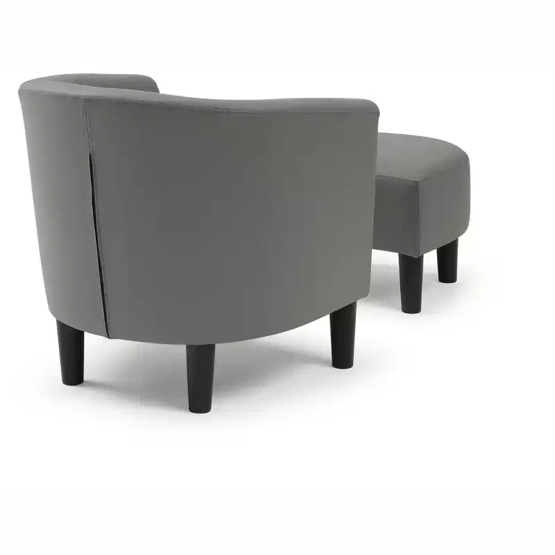Passion Furniture Salem Faux Leather Accent Chair with Ottoman