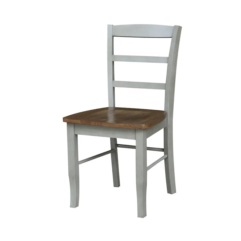 International Concepts Solid Wood 36 Round Pedestal Dining Table with 4 Madrid Ladderback Chairs