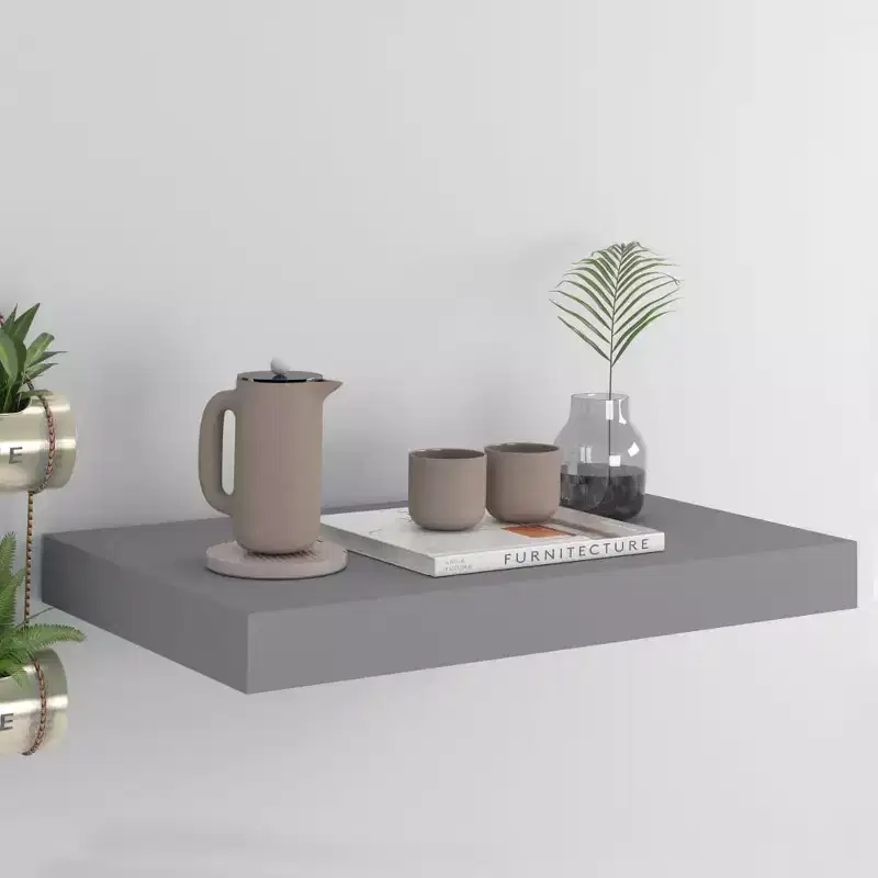 Wall Shelf Grey Honeycomb MDF, metal 15.7x9.1x1.5 in Wall Shelf