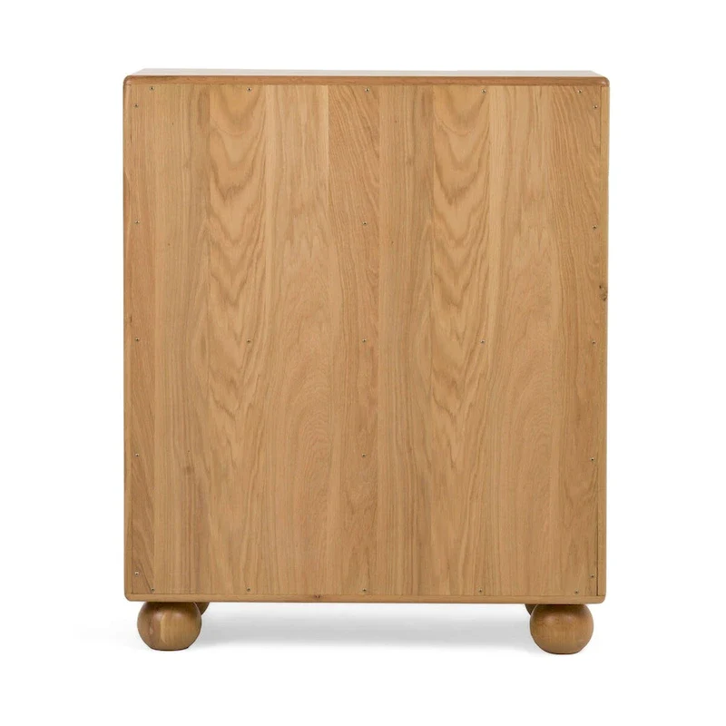 4-Drawer Solid Oak Wood Chest with Gold Handles, Ball Bearing Glides & Felt-Lined Drawers