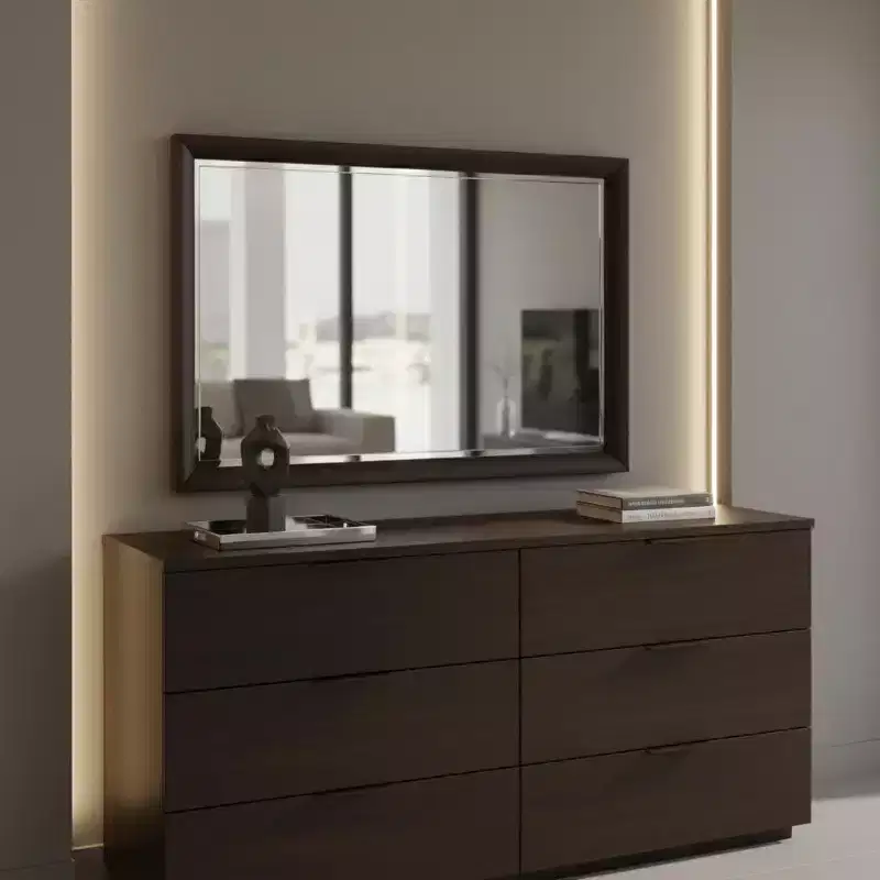 HomeRoots 36 Merlot Wood Framed Mounted Dresser Mirror