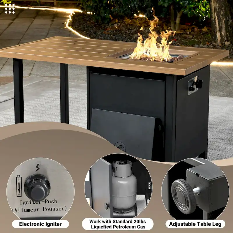 OVIOS 10-Piece Patio Wicker Conversation Rocking Chair Set With Fire Table