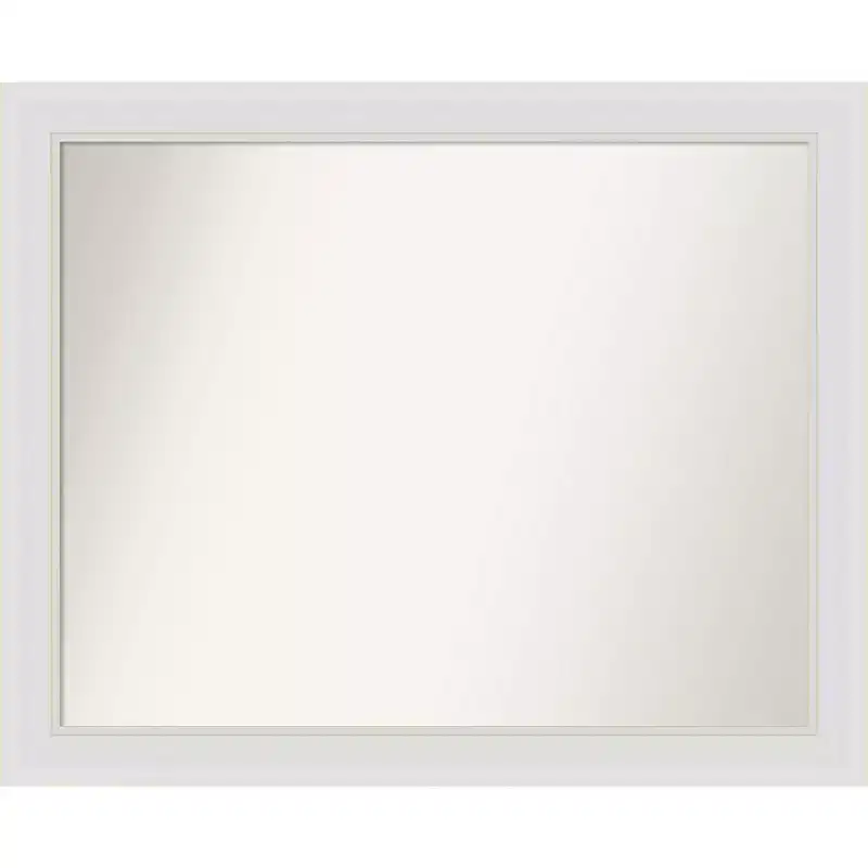 32 x 26 Non-Beveled Flair Soft White Narrow Wall Mirror - Amanti Art: Modern Rectangle, Polystyrene Frame, Included Mounting Hardware