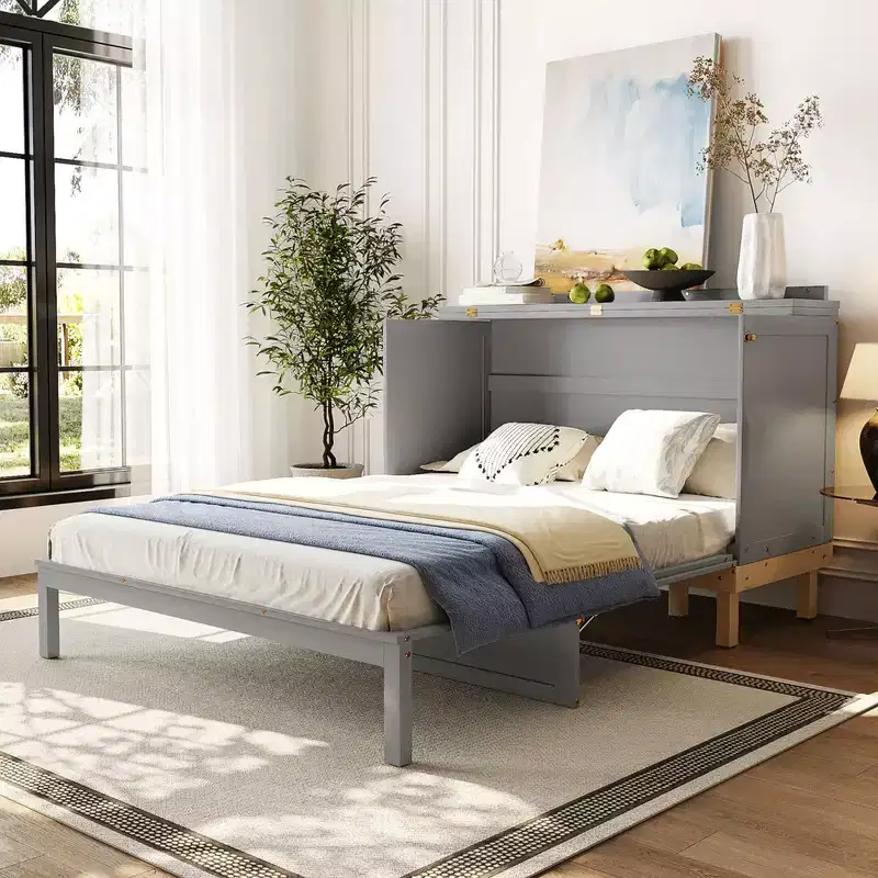 Queen Size Murphy Bed, Space-Saving Wall Bed with Durable Construction