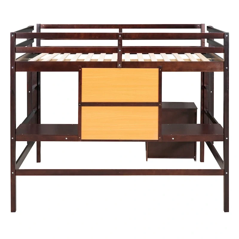 Wooden Twin Loft Bed with Desk