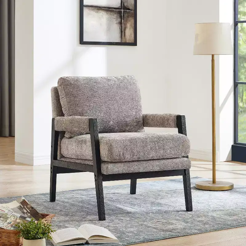 Vatros Mid-Century Modern Chenille Upholstered Accent Armchair