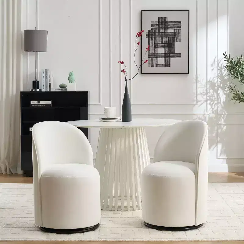 TUYOHW Swivel Barrel Accent Chair,Modern Velvet Armless Dining Chair with Round Back,Makeup Vanity Side Chair for Bedroom,Living Room,Kitchen