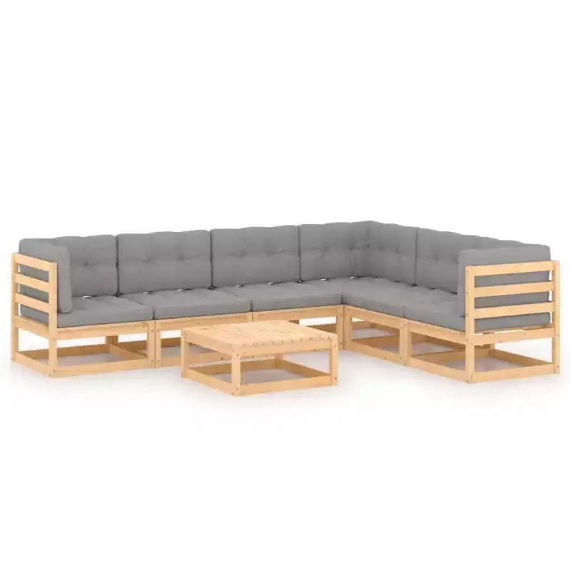vidaXL Garden Lounge Set Gray Solid pinewood Large Modular