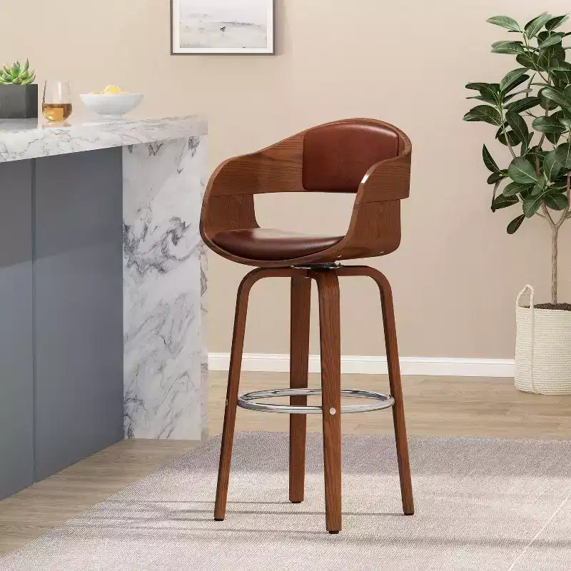 Okak 30 Modern Counter Height Bar Stools 1 PC, Swivel Shell-Shaped Counter Stools with Armrest for Home, Pub, Kitchen Island