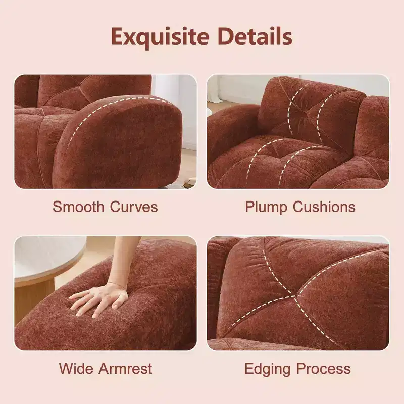 Clihome 2-Seater Tufted Sofa Couches with boneless Sofa,Soft Velvet Fabric,Bottom Anti-Slip Design,32D High Density Sponge,Ergonomic Design Bottom