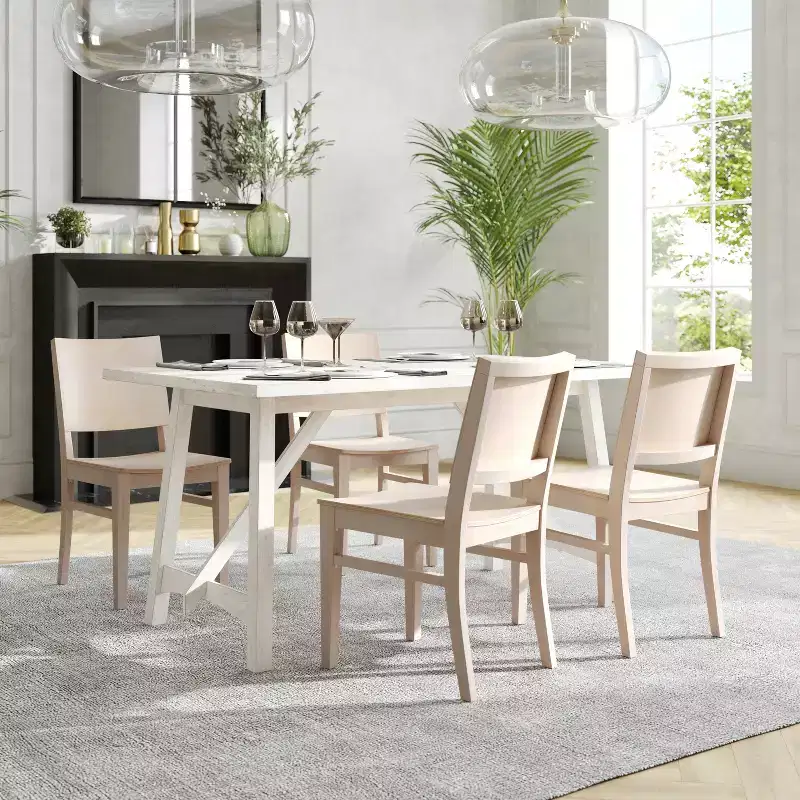 Commercial Grade Solid Beechwood Dining Chairs Set of 2 Curved Backrest 500 lbs