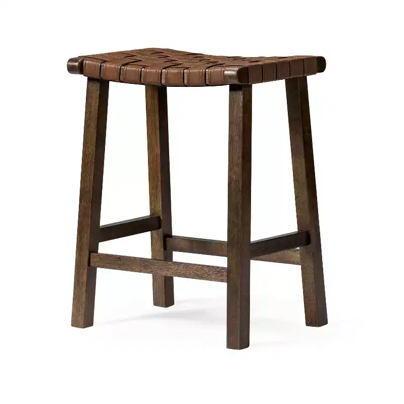 Backless Counter Stool with Faux Leather Seat - 25 Inch