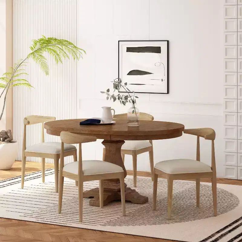 Christopher Knight Home Cotterell Contemporary Fabric Upholstered Wood 5 Piece Expandable Dining Set