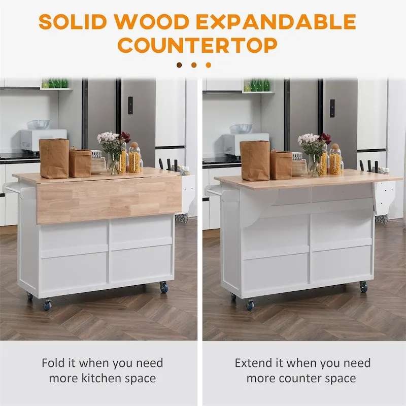 Rolling Kitchen Island on Wheels,Kitchen Cart Breakfast Bar