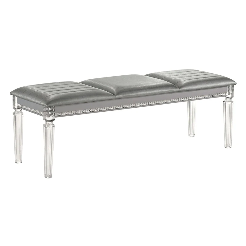Xian Glam Clear Faux Leather Padded Bedroom Bench
