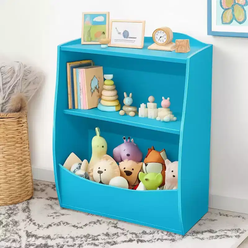 Kids 3-Tier Wood Toy Storage Bookshelf Cubby, 24