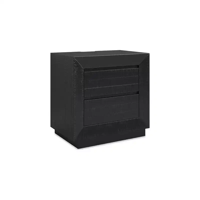 Signature Design by Ashley Londer Two-Drawer Charging Nightstand - Black Modern Farmhouse Bedside Table