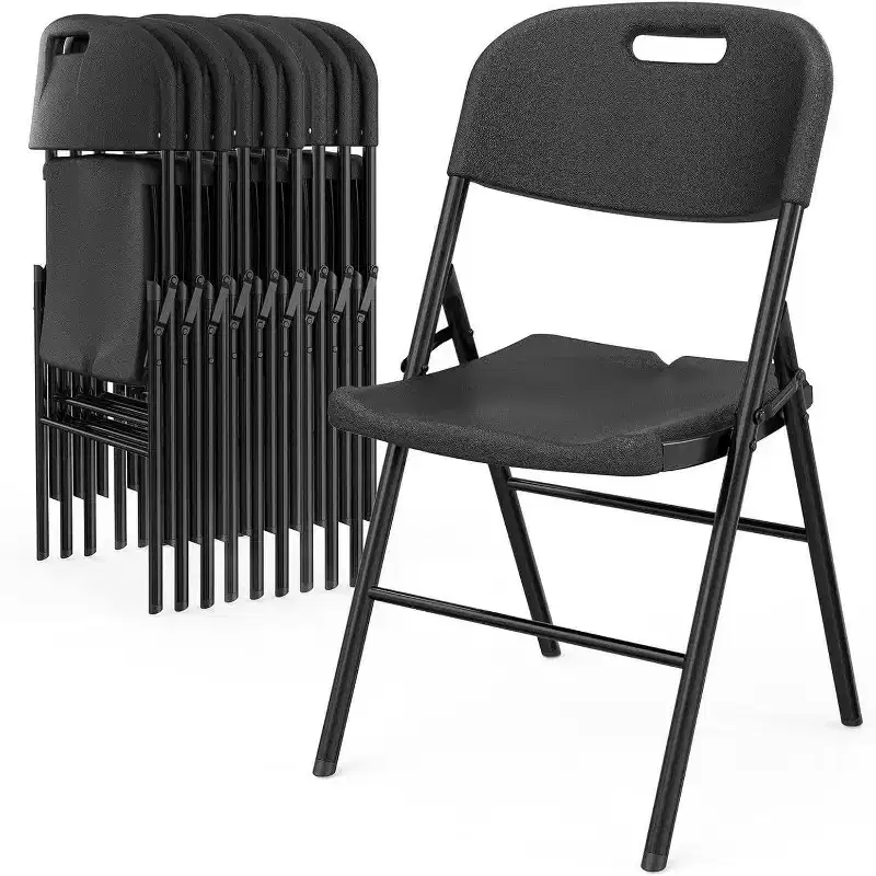 10pcs Foldable Chair Portable Plastic Seat Steel Frame