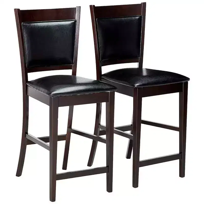 Simple Relax Set of 2 Counter Height Chairs in Black and Espresso