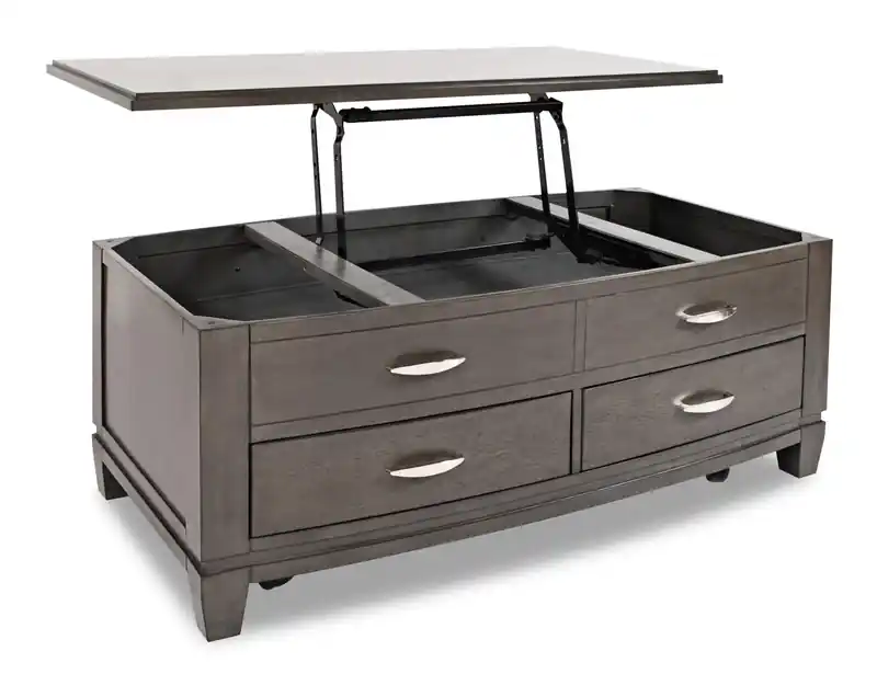 48 Modern Lift Top Coffee Table with Storage and Casters - Grey Brown Wood