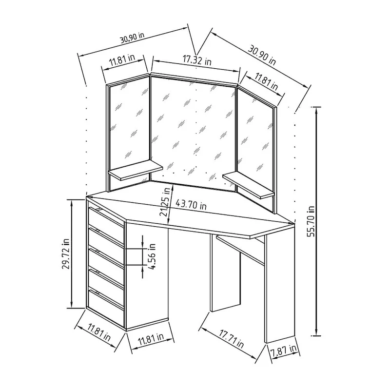 Corner Makeup Vanity