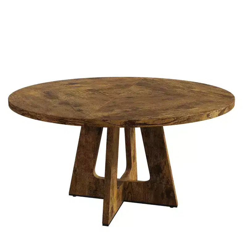 Round Farmhouse Dining Table for 4-6  Wooden Top and Legs, Perfect for Home Dining Room or Living Room