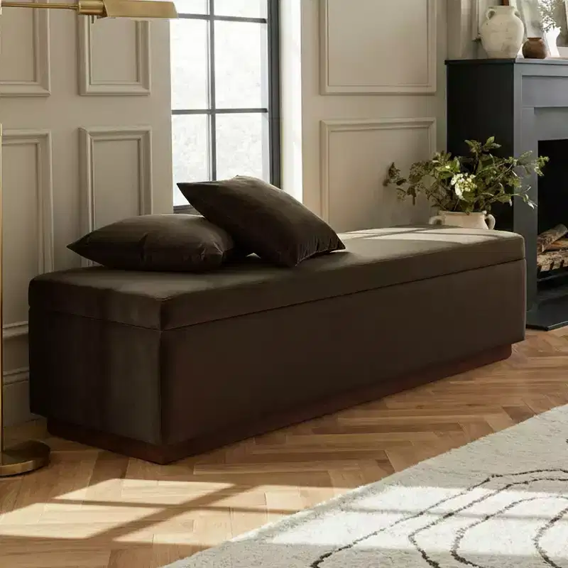 60 Modern Velvet Upholstered Storage Bench, Stylish Living Room Seating with Hidden Storage, End-of-Bed and Entryway Bench-Panipeachy