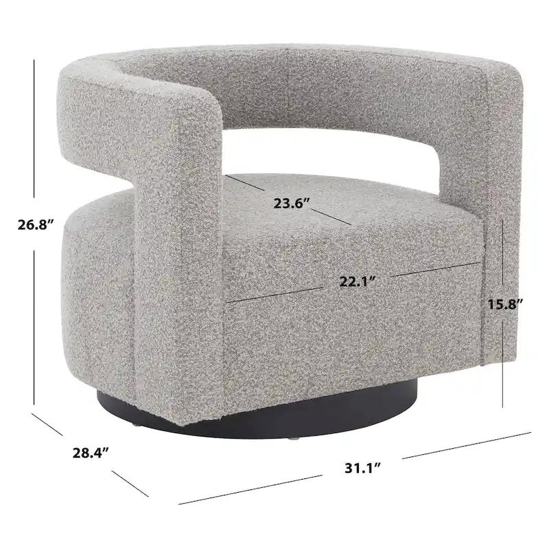 SAFAVIEH Couture Cela Swivel Chair (Fully Assembled) - 31.1 W x 28.4 L x 26.8 H - 31Wx28Dx27H