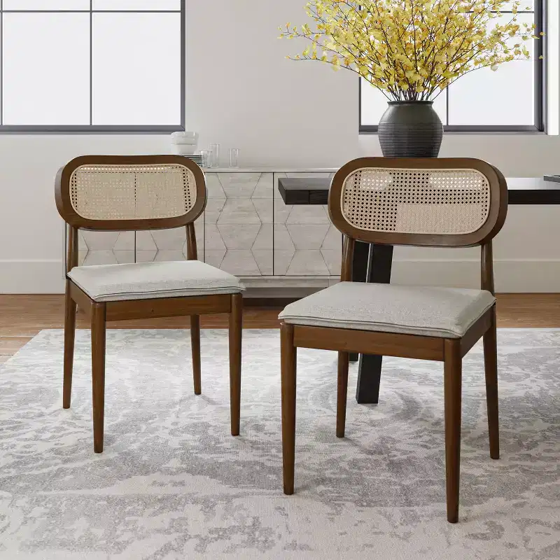 Hartmut Modern Ratten Dining Chair with Solid Wood Legs ART OF LIVING DESIGNS
