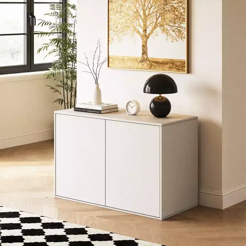 Gaoyangjiaju 31.4 Inch Modern Cream 3 Drawer Dresser Push to Open Chest of Drawers Small Bedroom Nightstand Storage Cabinet