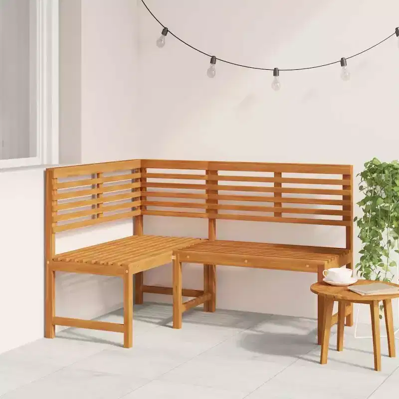 vidaXL Patio Corner Bench, Outdoor Wooden Bench, Solid Acacia Wood