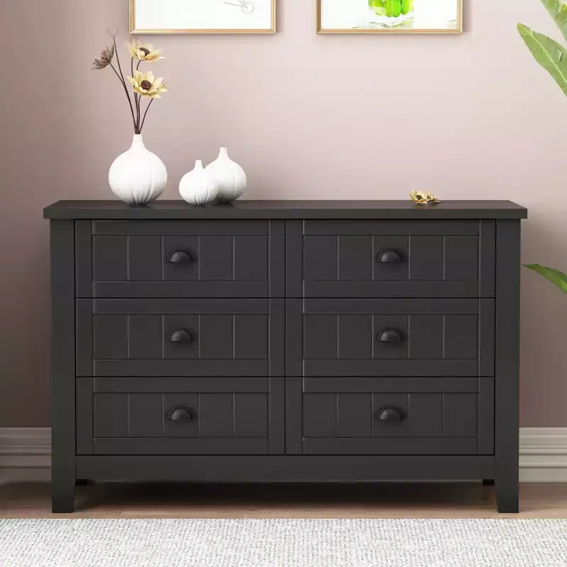Bowen Grayish Blue Birch Wood Drawer Dresser with Shell Handle