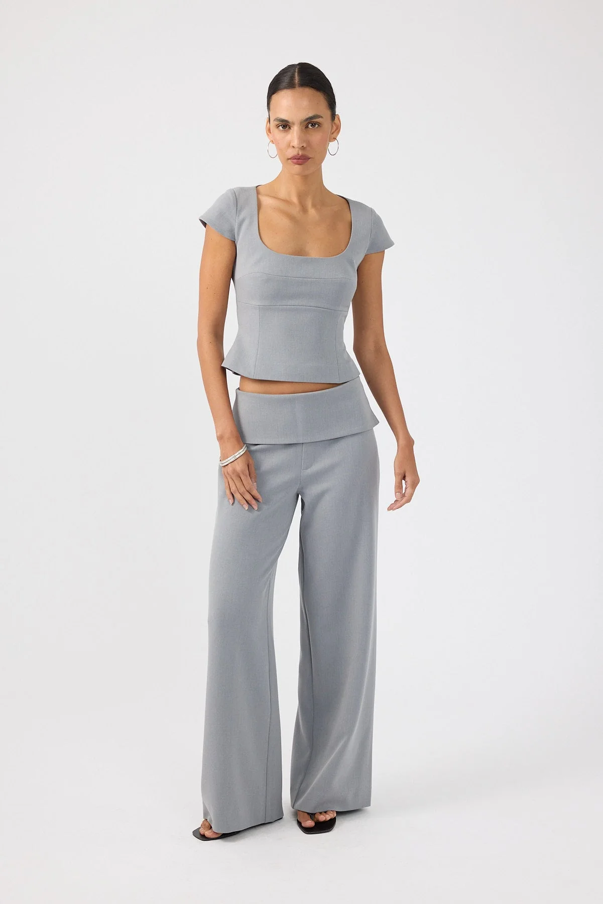 Fold Over Pant Grey