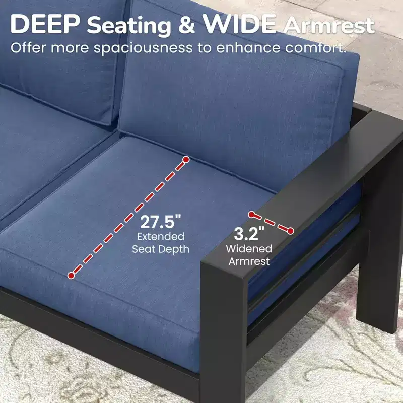 2-Pack 28 All-Weather Aluminum Patio Armchairs with Thick Cushions