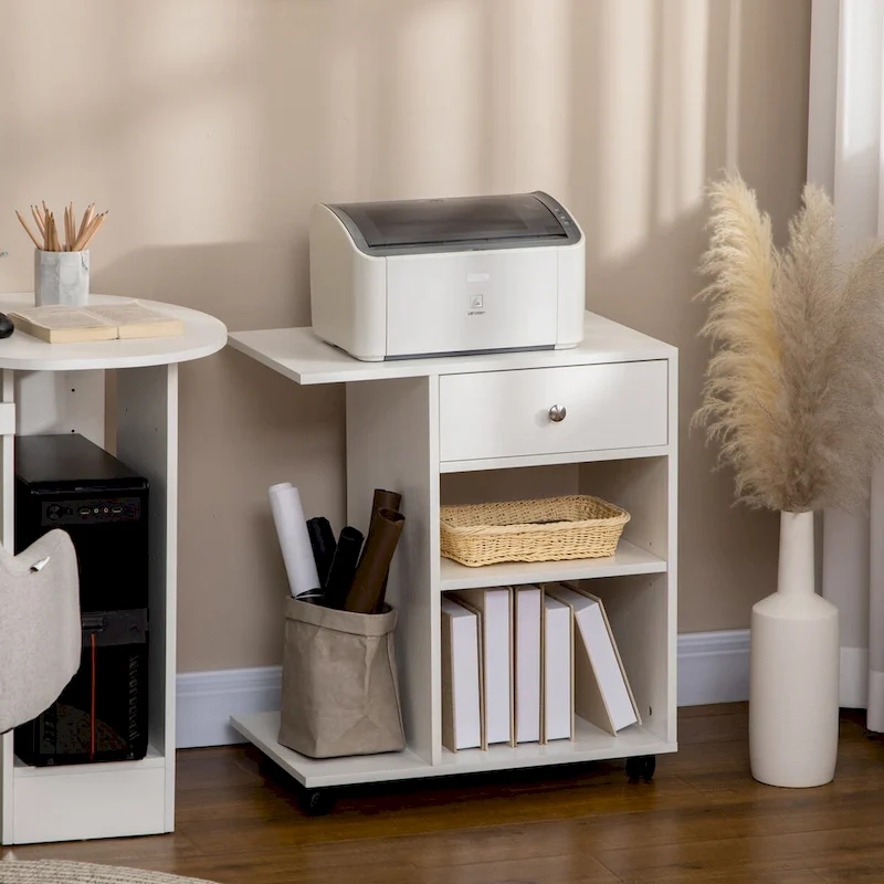 Rolling File Cabinet Cart,Mobile Printer Stand with Adjustable Shelf,Drawer and CPU Stand