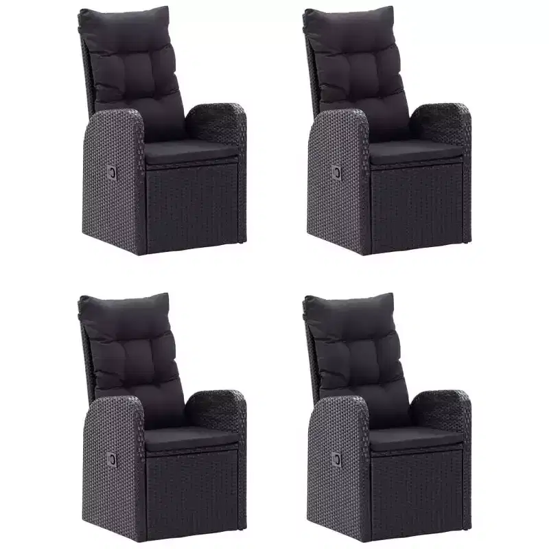 vidaXL Dining Set Black Solid Acacia wood, PE Rattan, Powder-Coated Steel