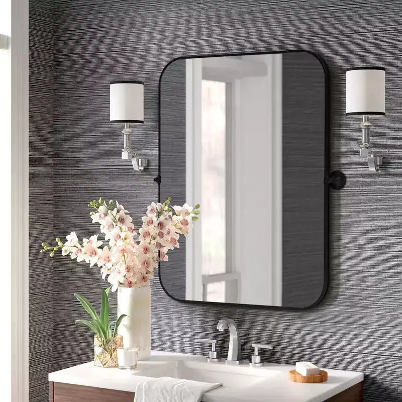 PexFix Rectangular Metal Framed Pivoted Bathroom Wall Vanity Mirror