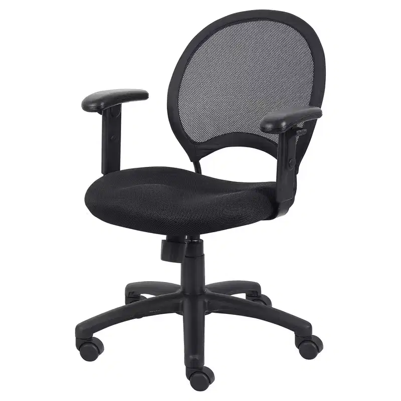 Mesh Chair with Adjustable Arms Black -: Ergonomic Swivel, Nylon Legs, 275lb Capacity