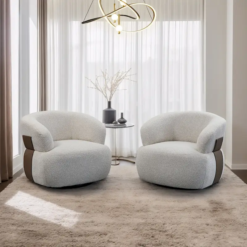 Kieon 33W 360 Swivel Modern Barrel Chair Accent Chair Set of 2