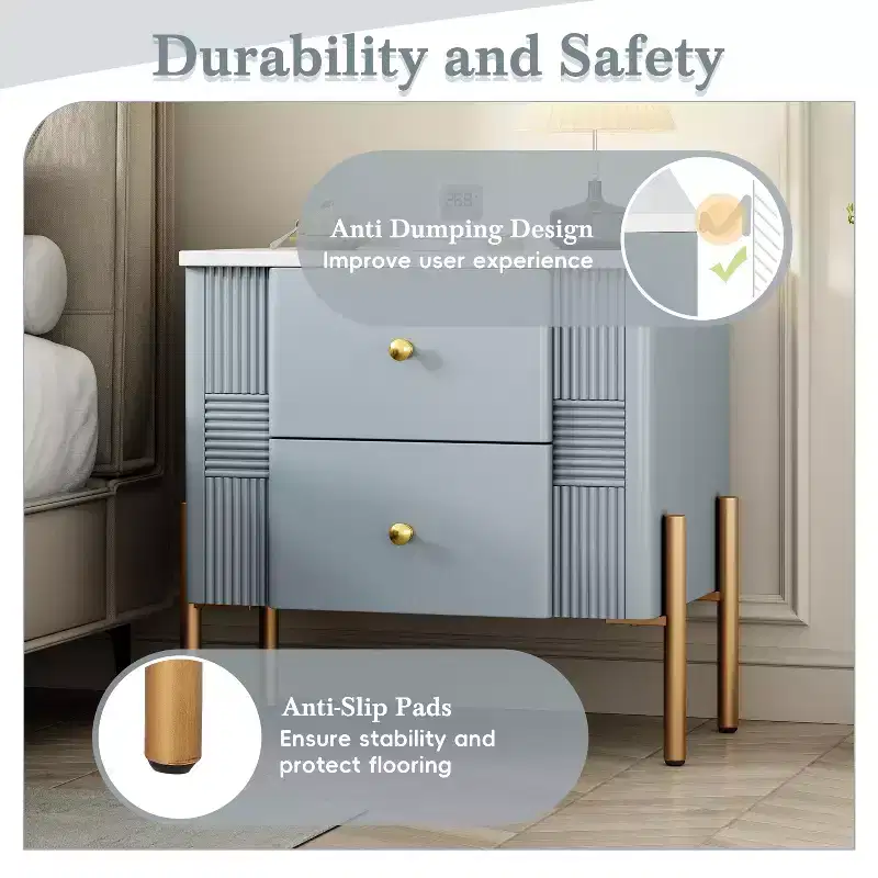 Christopher Knight Home Eilidh Modern Wood and Metal Nightstand with 2 Drawers