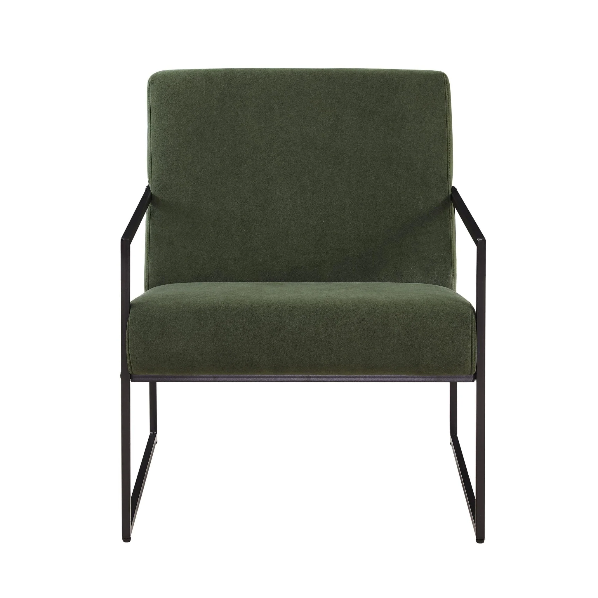 Modern Dark Olive Fabric Accent Chair with Space-Saving Design for Living Room