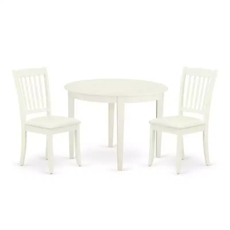 3-Piece White Rectangular Dining Set for 2