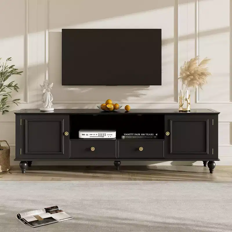 Bestier 70.9 Inch Modern TV Stand for TVs up to 80 Inches, Entertainment Center with 2 Drawers, 2 Cabinets and 5 Solid Legs for Living room