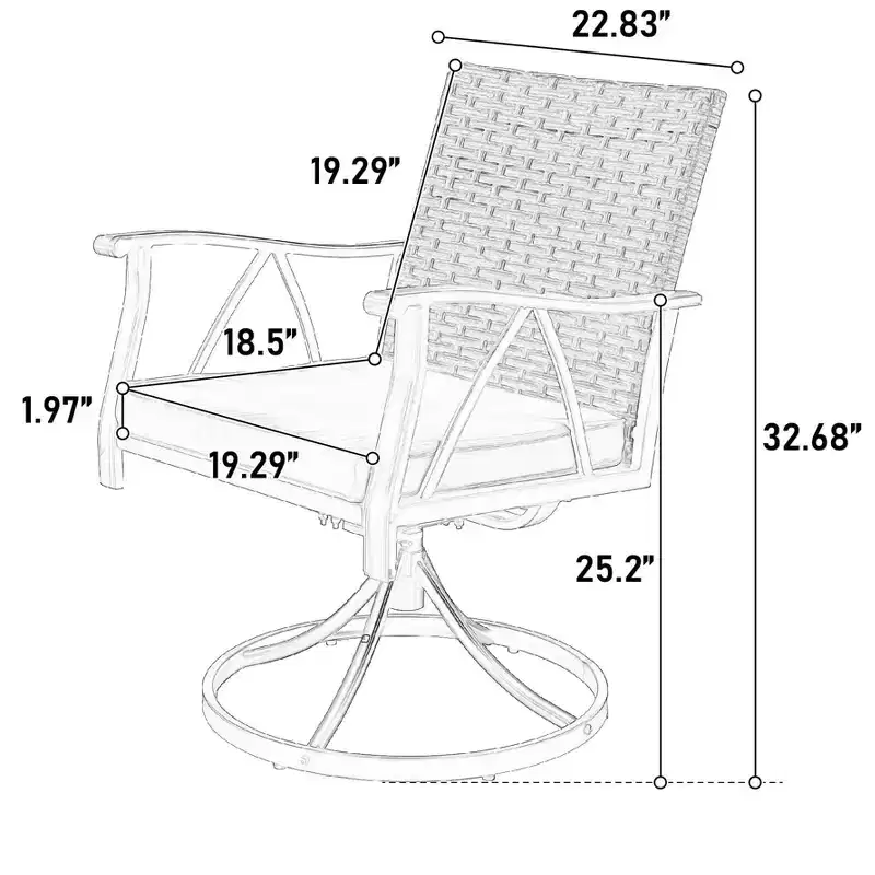 7 Piece Outdoor Wicker Patio Dining Set with Swivel Rocker Chairs and Removable Cushions for Yard
