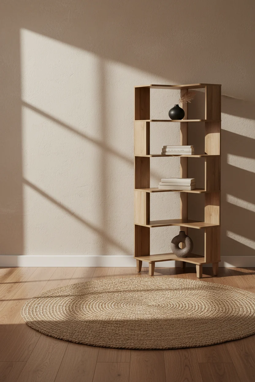 Corner Bookcase - Natural Oak