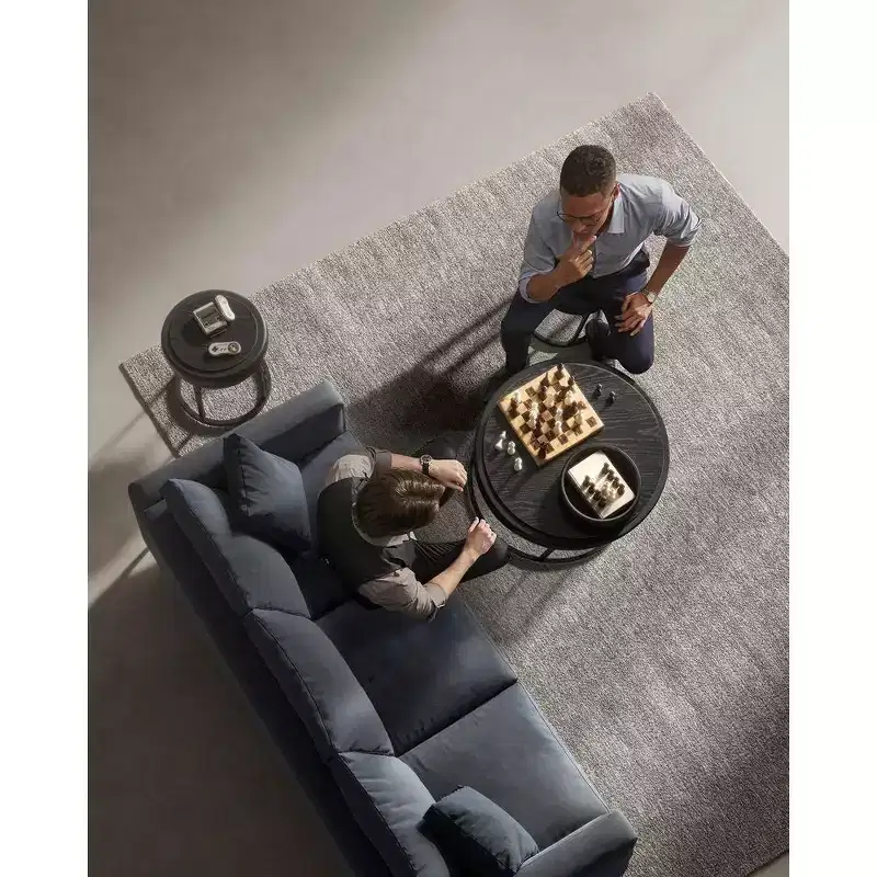 Round Ottoman Footstool with Reversible Top and Hidden Storage – Faux Leather