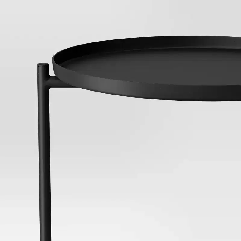 Metal Small Side Table with Shelf Black - ™