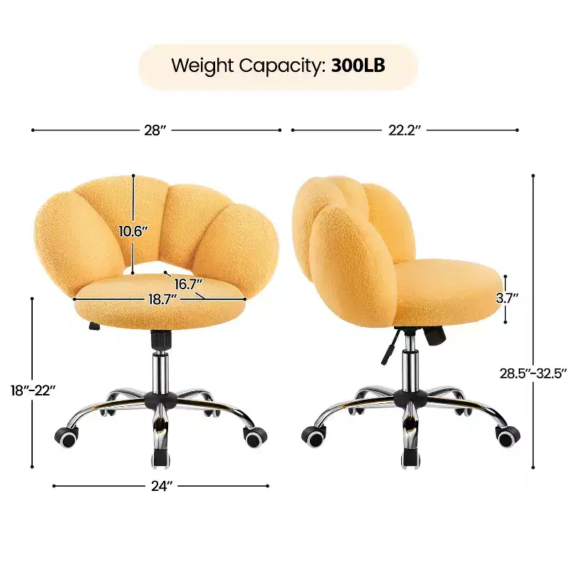 Yaheetech Boucle Upholstered Rolling Makeup Vanity Chair