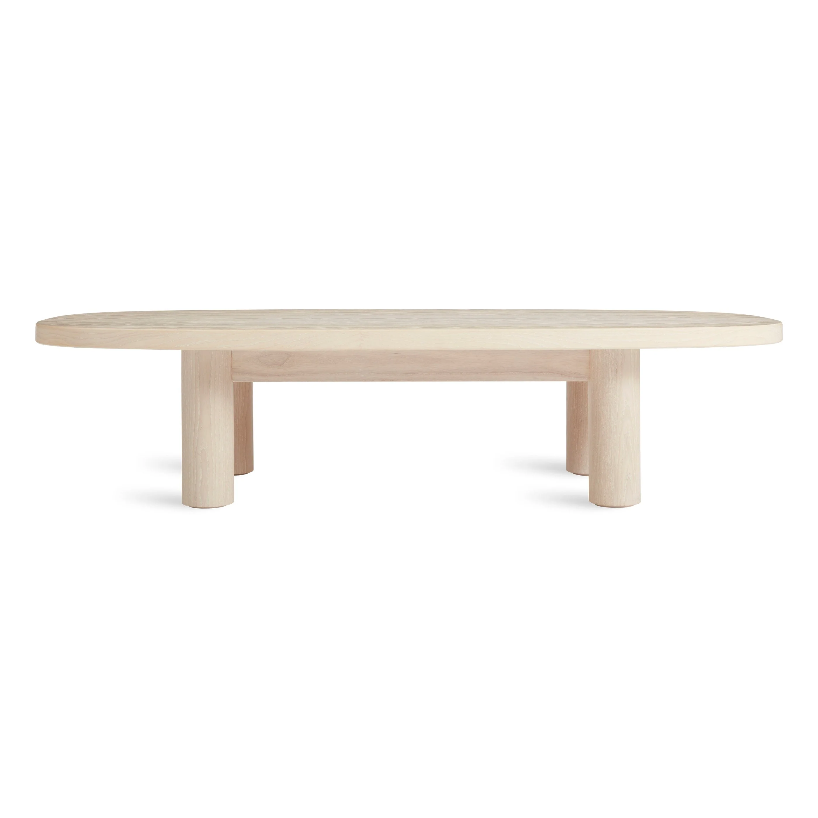 Modern Black Solid Wood Coffee Table with Capsule-Shaped Top for Living Room